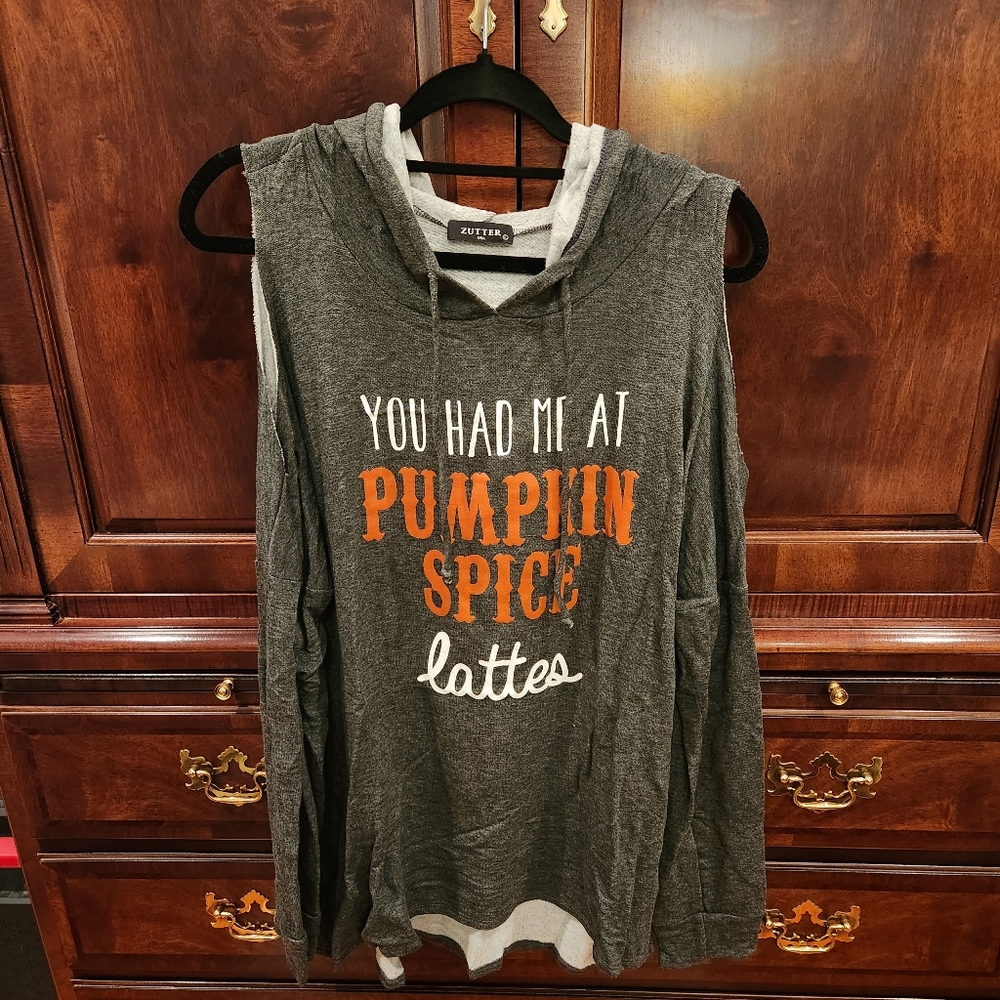 Pumpkin spice latte cold shoulder top